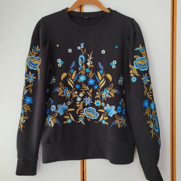 Drew Embroidered Floral Puff Sweatshirt XS S - Picture 1 of 10